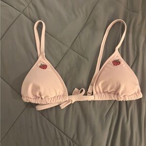 Strawberry Embroidered Pink bikini top